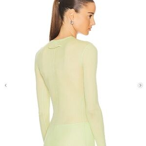 GRLFRND Long Sleeve Mesh Tee in Green, Size: XXS